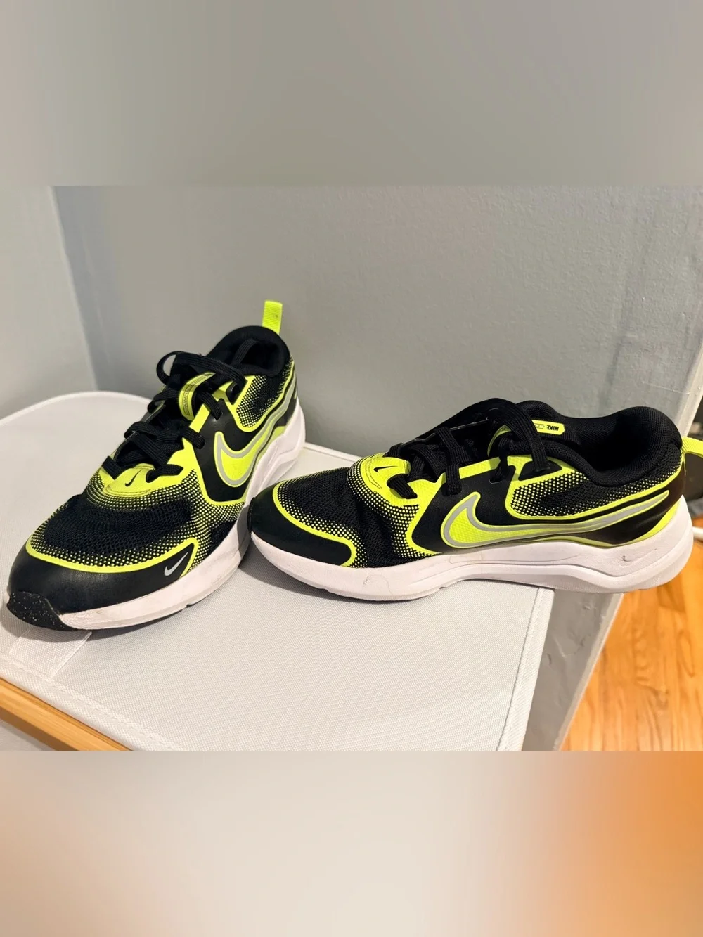Nike Kids Black and Neon Yellow Athletic Sneakers